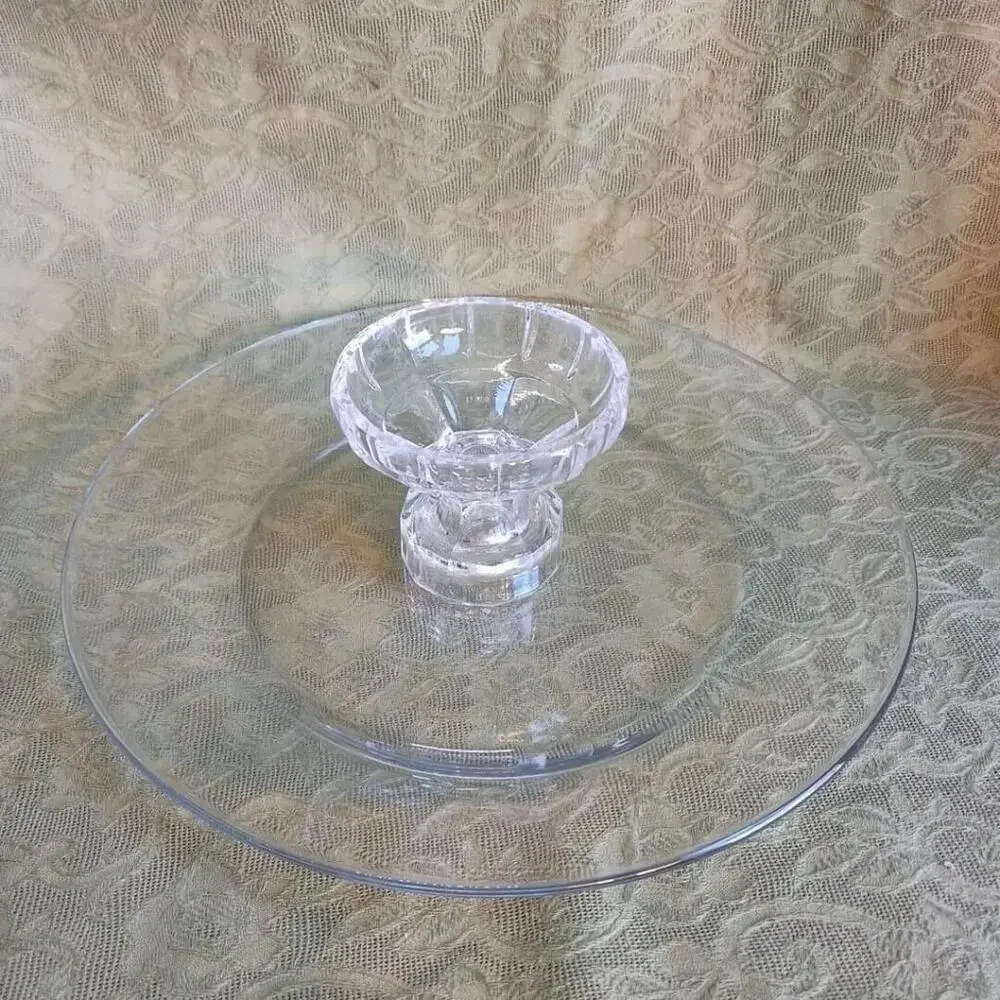 Vintage Hors D'oeuvre Glass Plate Crystal Clear Bowl
